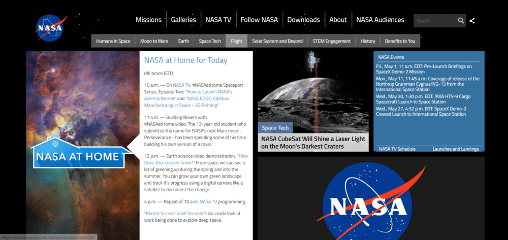 sitios web wordpress nasa