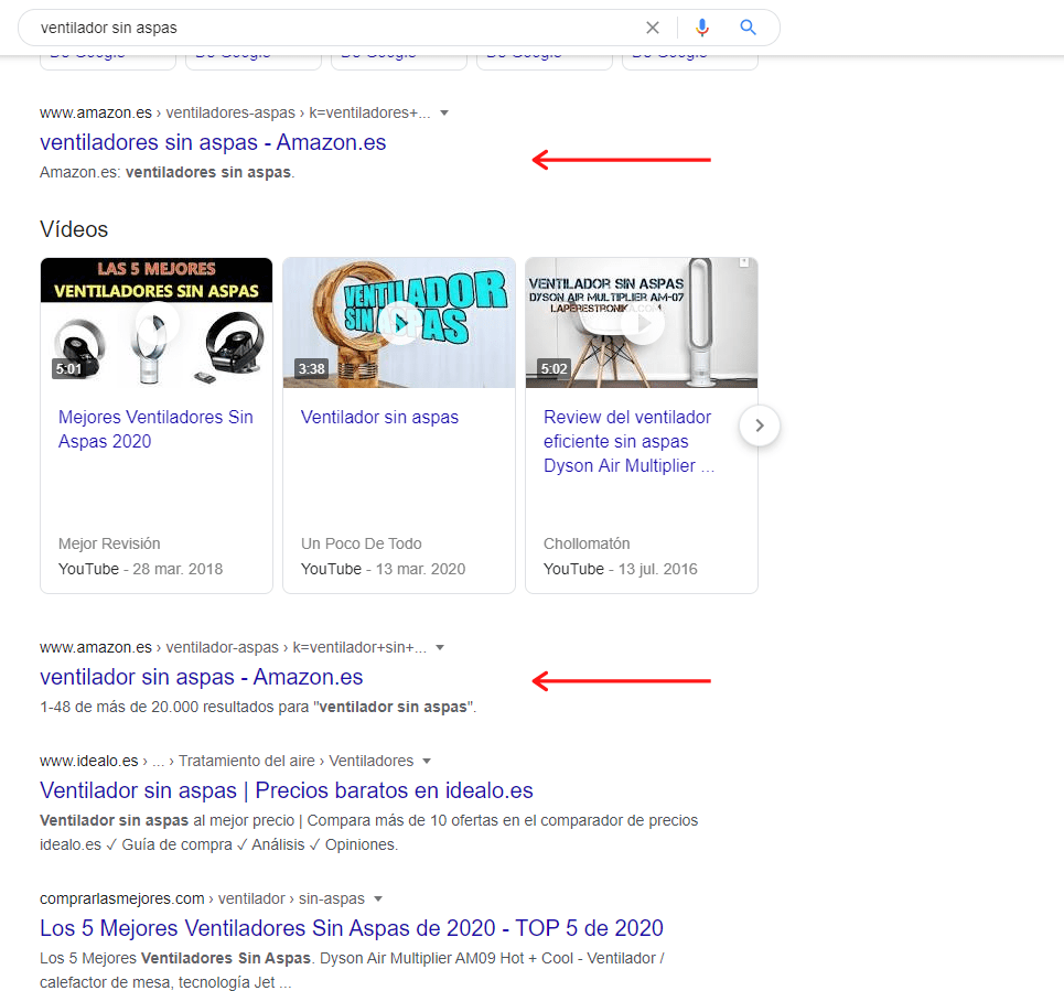 canibalizacion seo amazon