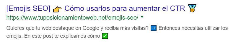 emojis seo snippet