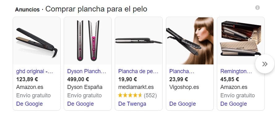 tipos campanas google_ads shopping